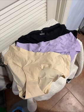 knix Seamless Bikini Panties Trio in Black, Lavender, and Nude
